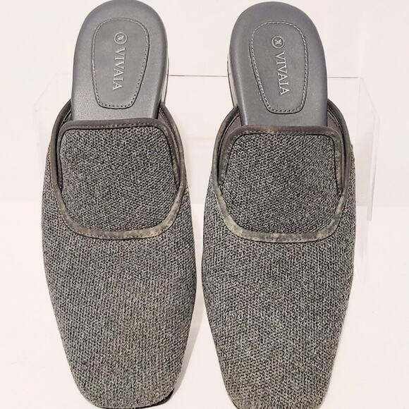 Vivaia Square-Toe Mules Slip-On Lightweight Charcoal Gray Womens Size US 8 EU 39 - Picture 2 of 9